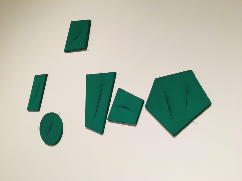 Green shapes slashed by Fontana