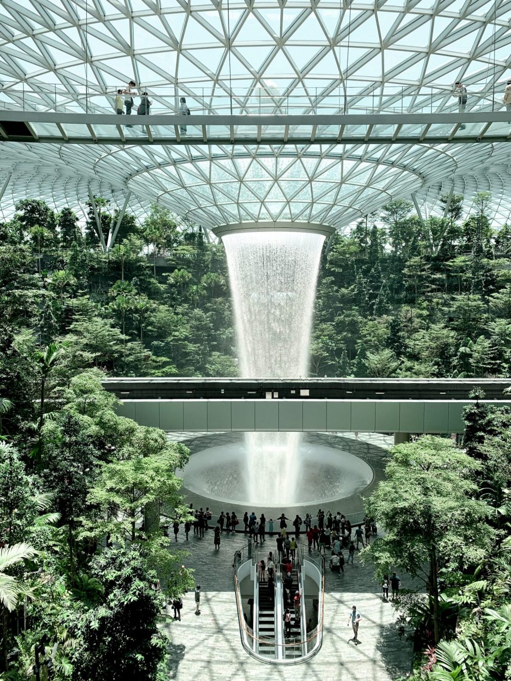 Safdie Architects-designed Changi Airport Jewel is enclosed by a